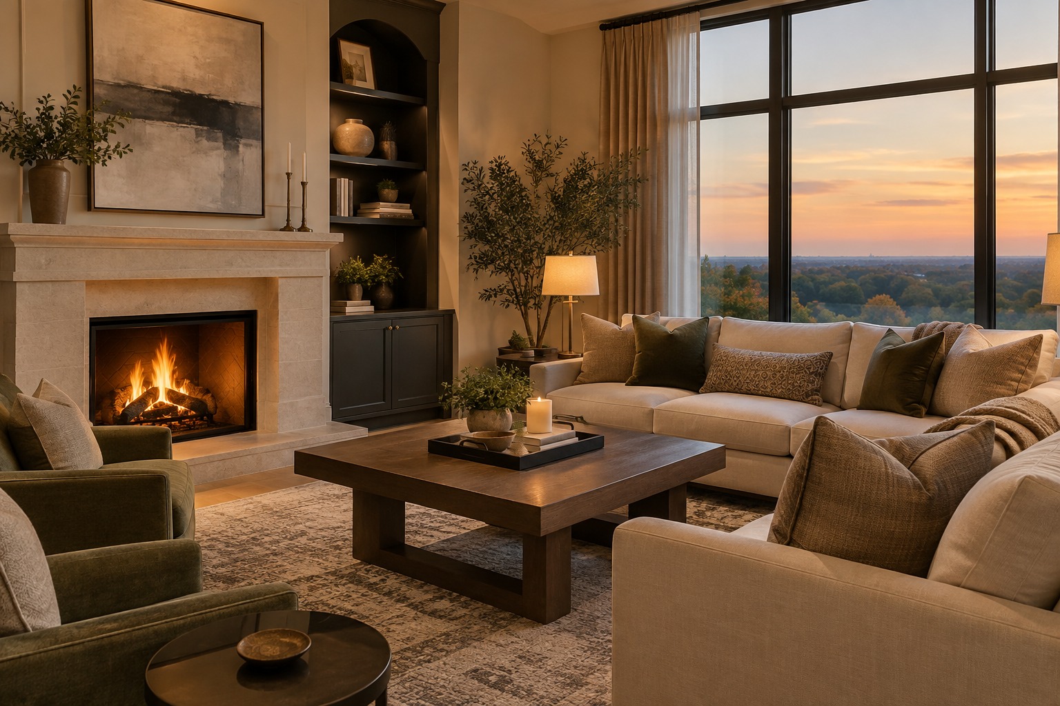 A cozy Atlanta-area living room, illustrative